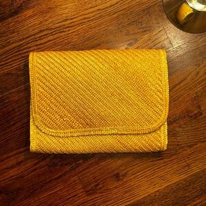 Yellow Woven Clutch | Straw Look Envelope Clutch | Summer Bag